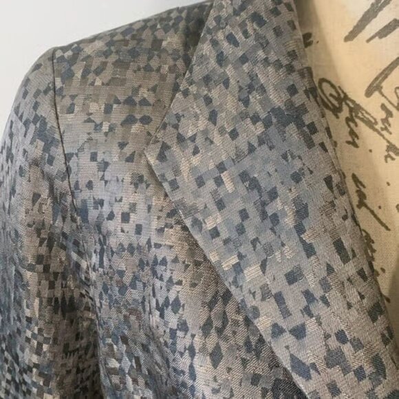 Eileen Fisher Refracted Silk Jacquard Open Front Blazer Jacket Size MP EUC - Picture 2 of 13